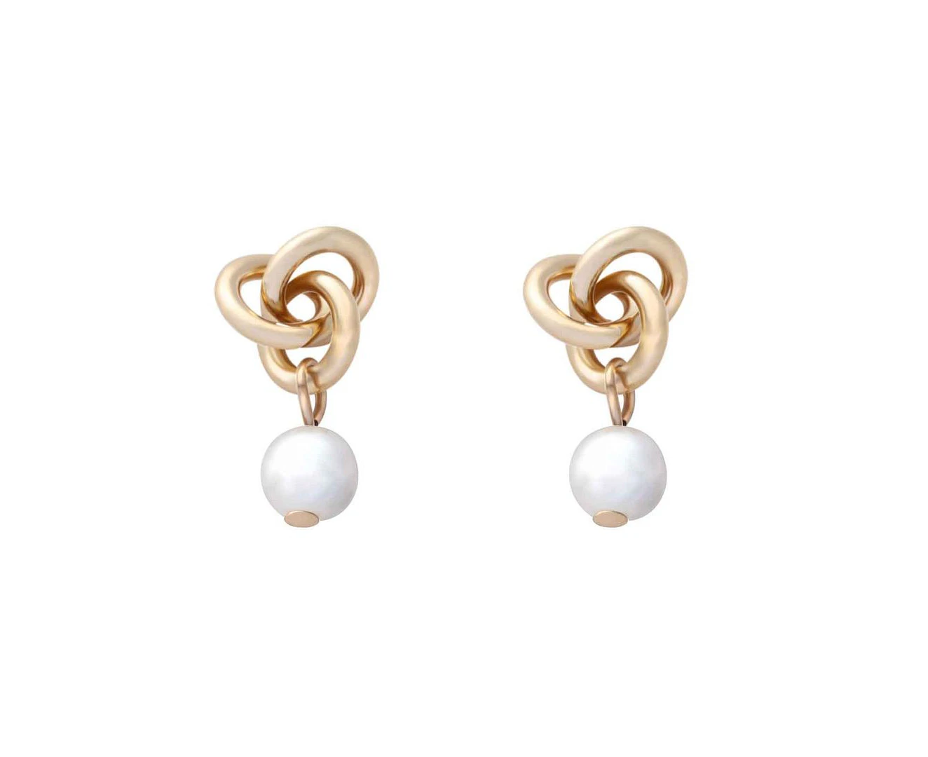 Golden Multi Hoop Pearl Drop Earrings Studs For Women Girls Birthday Gift