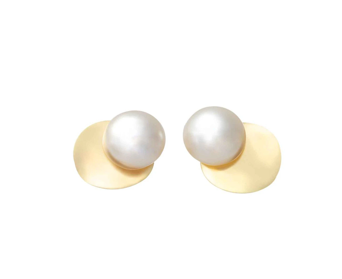 Golden White Pearl Earrings Studs For Women Girls