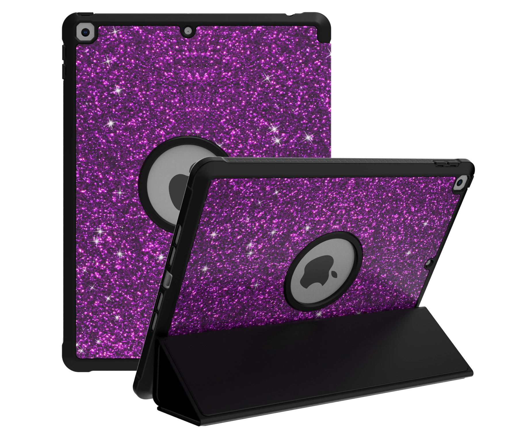 GWL Glitter PU Leather Protective Case for iPad 10.2 inch-Purple