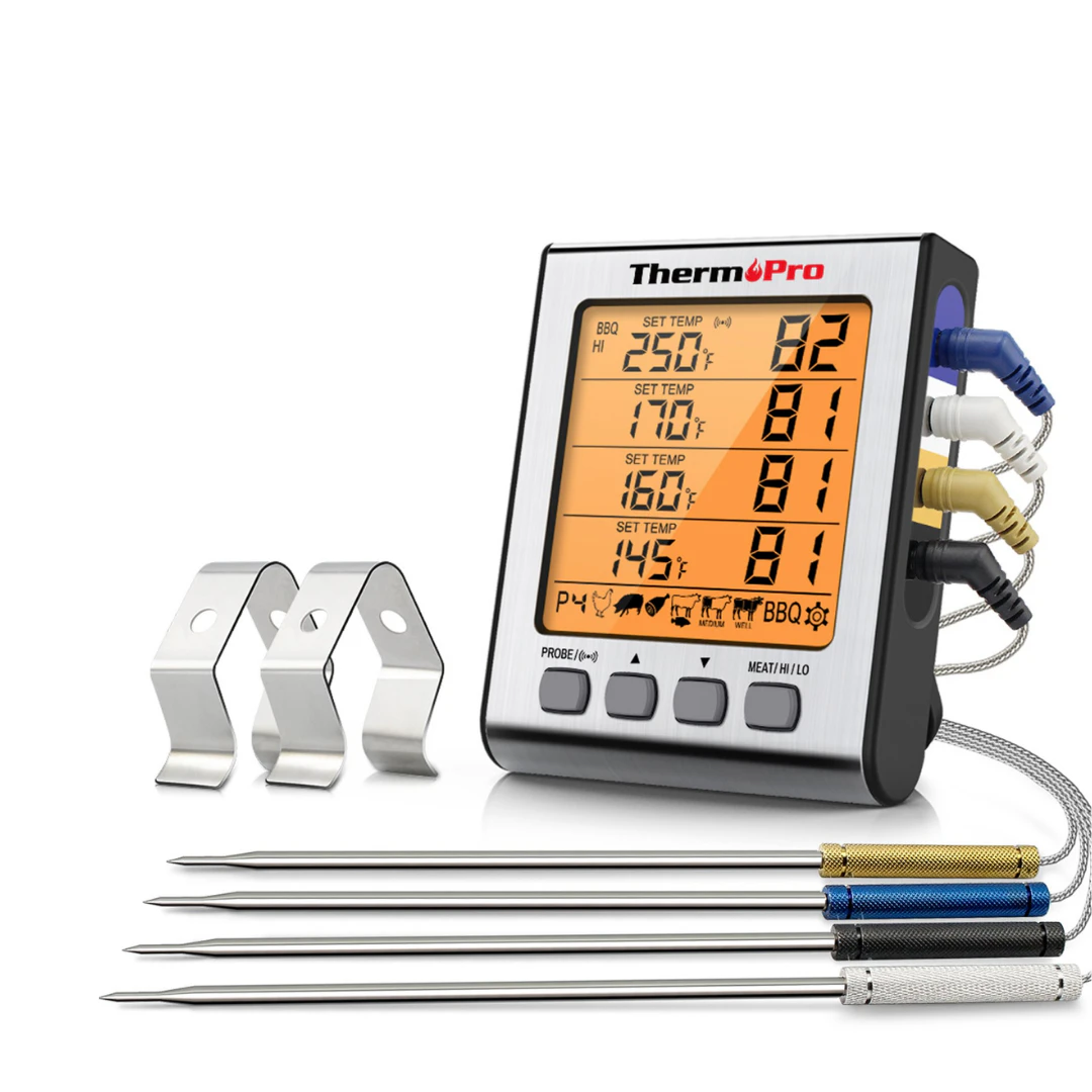 ThermoPro TP17H Digital BBQ Oven Smoker Thermometer with 4 Temperature Probes