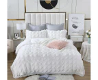 Ruffles Textured Jacquard Quilt/Doona/Duvet Cover Set (Queen/King/Super King Size Bed) - white