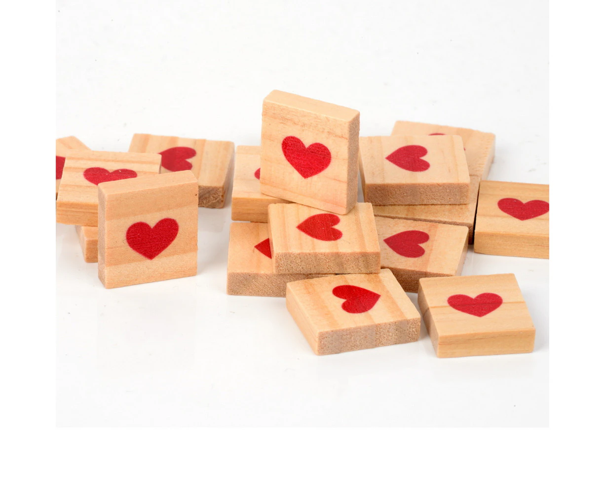 20X Wooden Alphabet Scrabble Tiles Scrapbooking Complete Handcraft Red Heart