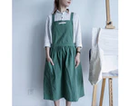 Women Men Work Kitchen Flower Coffee Shop Solid Color Soft Washed Cotton Apron-Dark Gray