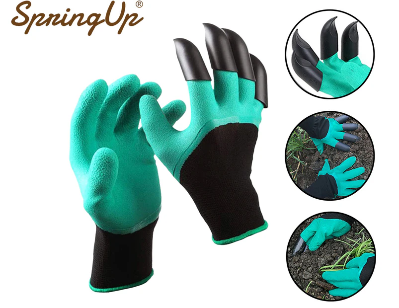 SpringUp 1x Garden Genie Gloves with Claws Waterproof Gardening Digging Planting