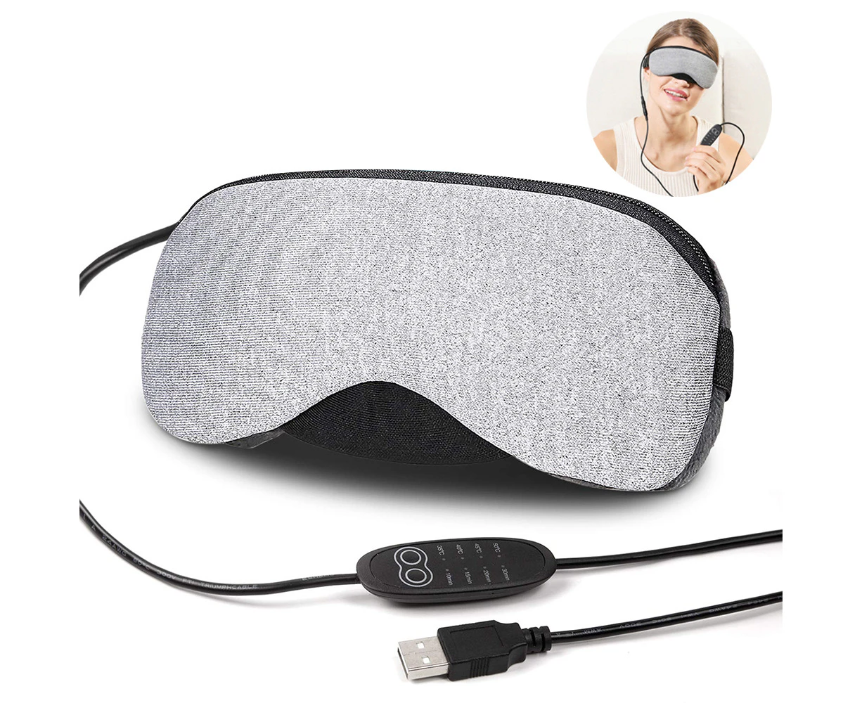 1 pcs Portable Cold and Hot USB Heated Steam Eye Mask + Reusable Ice Gels for Sleeping, Eye Puffiness, Dry Eye, Tired Eyes - Gray