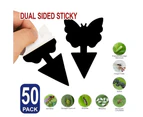 50x Dual Sided Black Sticky Traps Butterfly Flying Plant Insect Fungus Gnats Whiteflies Aphids Leaf Miners Thrips Other Flying Plant Indoor Outdoor