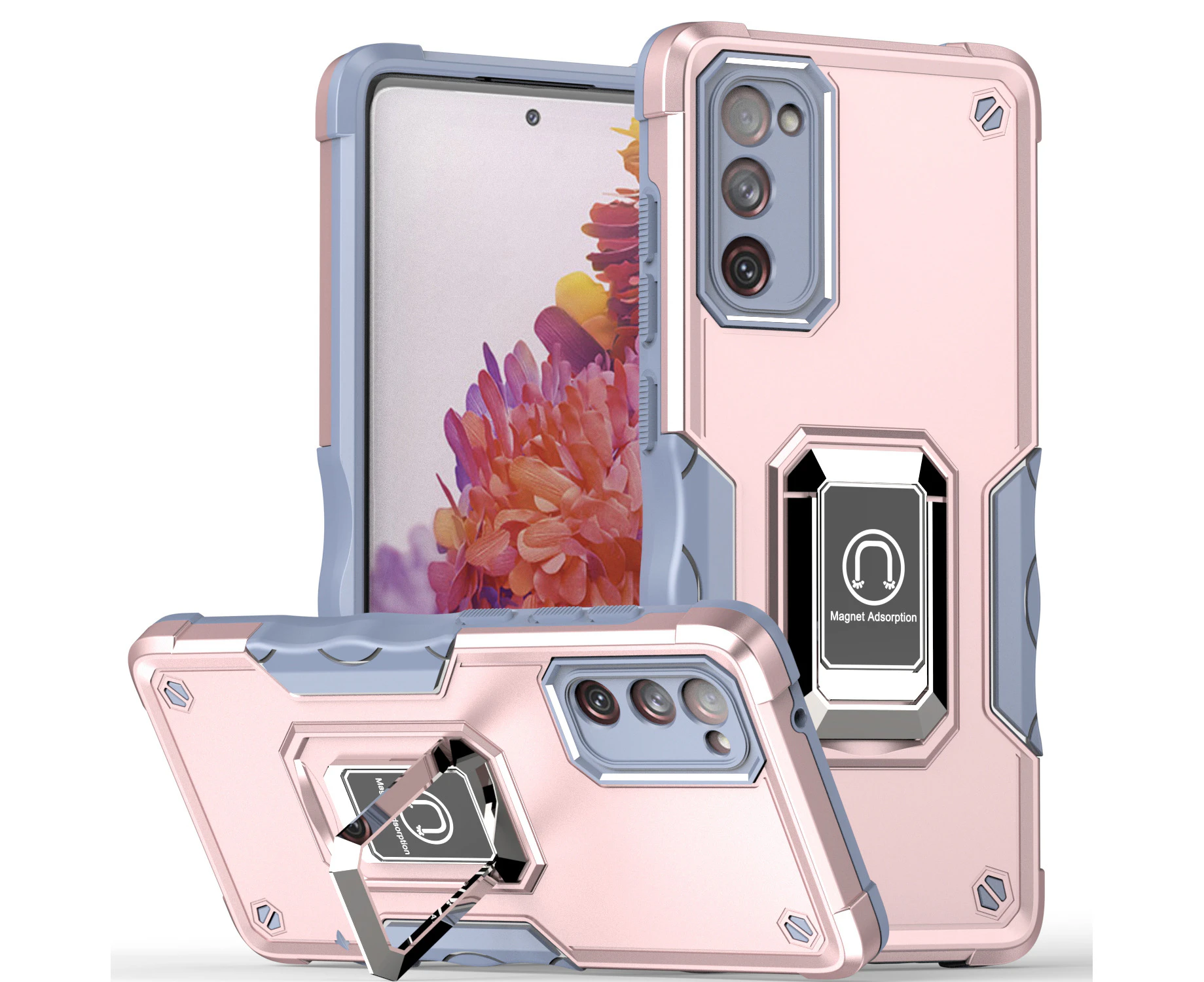 QW Heavy Duty Shockproof Protective Phone Cover For Samsung Galaxy S20 Fe-Rose Gold