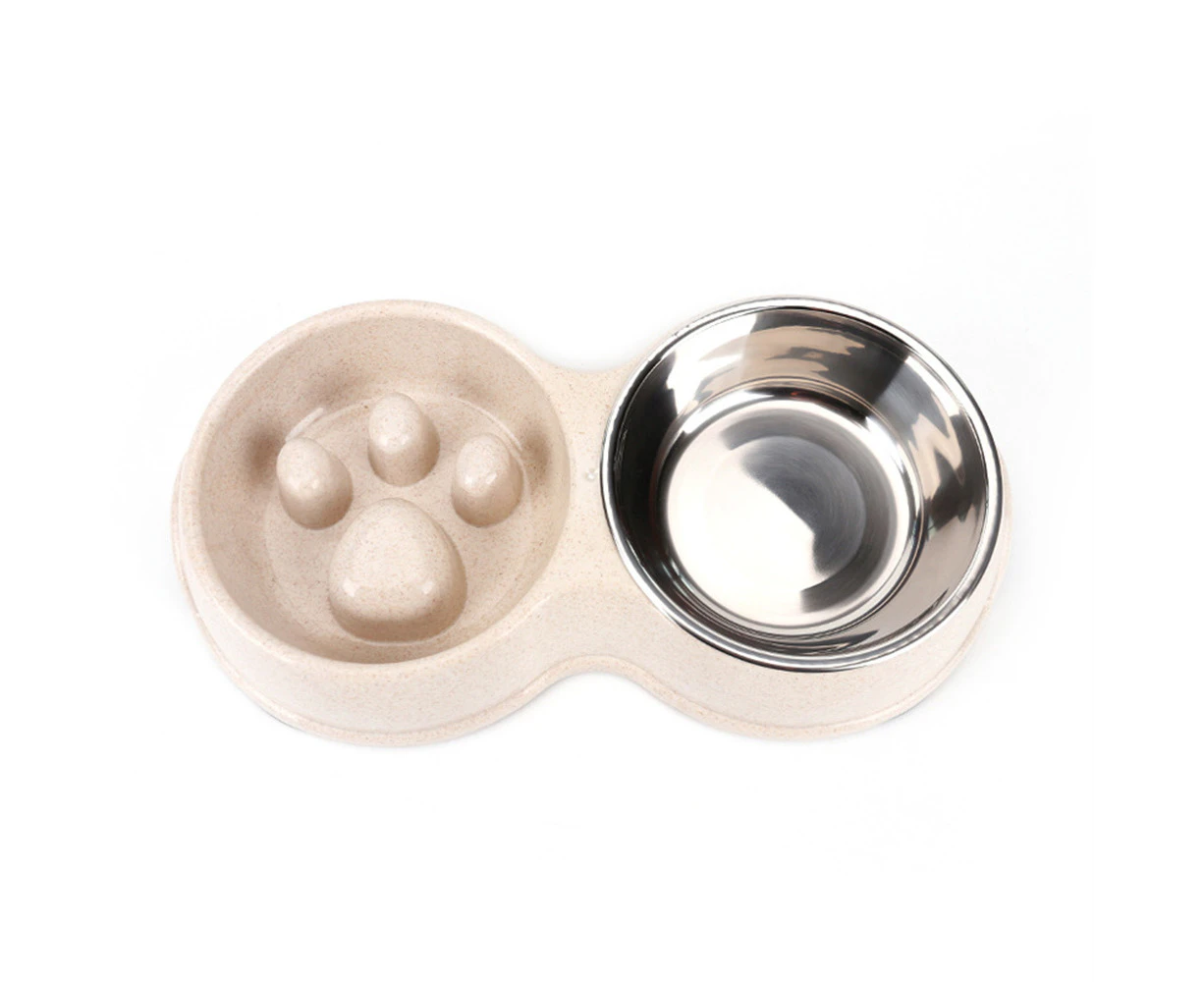 Stainless Steel Pet Feeder Dog Bowls for Medium Small Sized Dogs - White