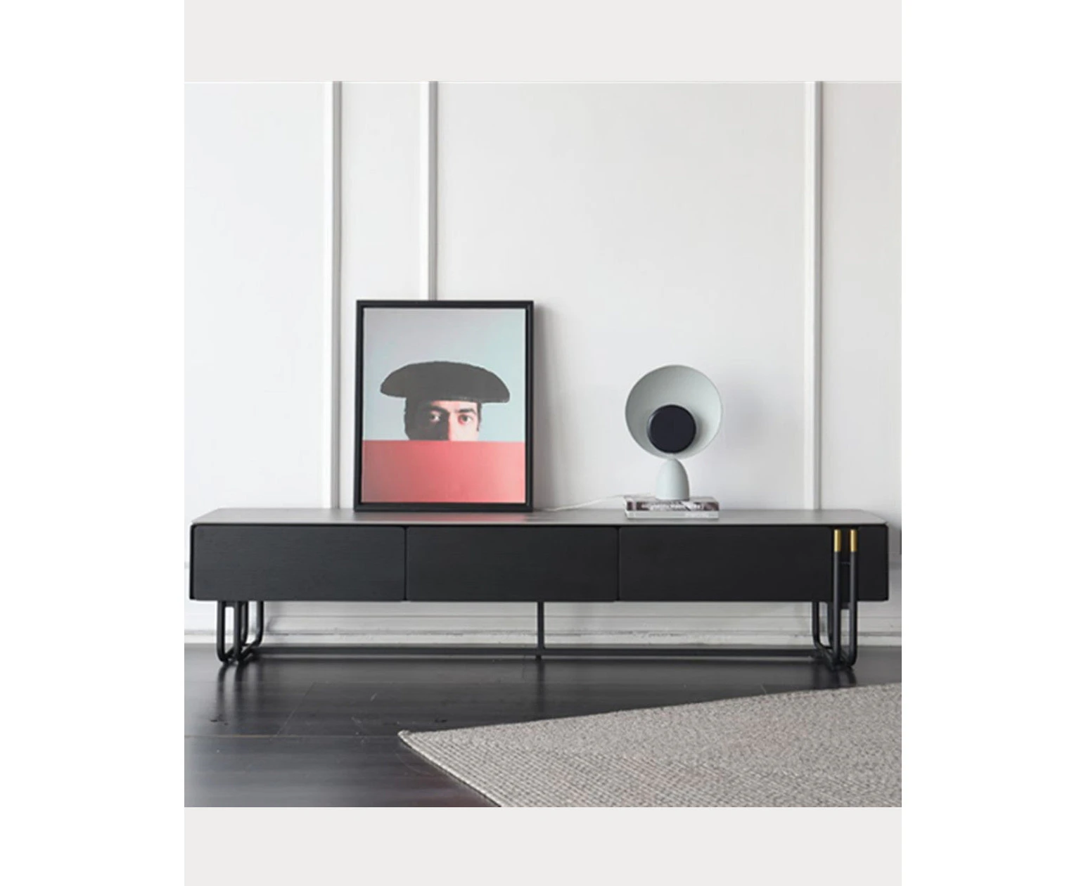 ELLA Entertainment TV Unit-200cm Sintered Stone Top/ Smoke Ash Black