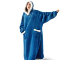 Winter Oversized Wearable Blanket Fleece Hoodies - Light Blue