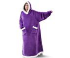 Winter Oversized Wearable Blanket Fleece Hoodies - Light Blue