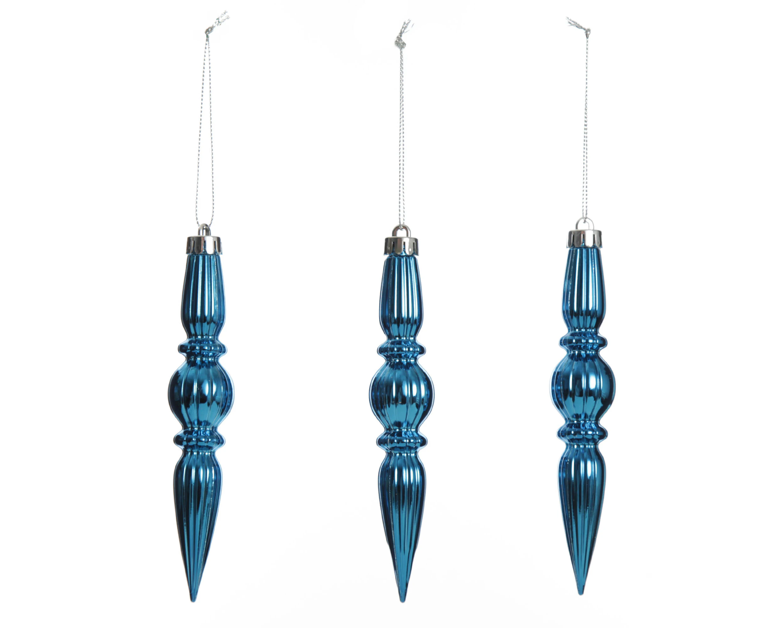 Small Blue Christmas Finial Decoration - Set of 3