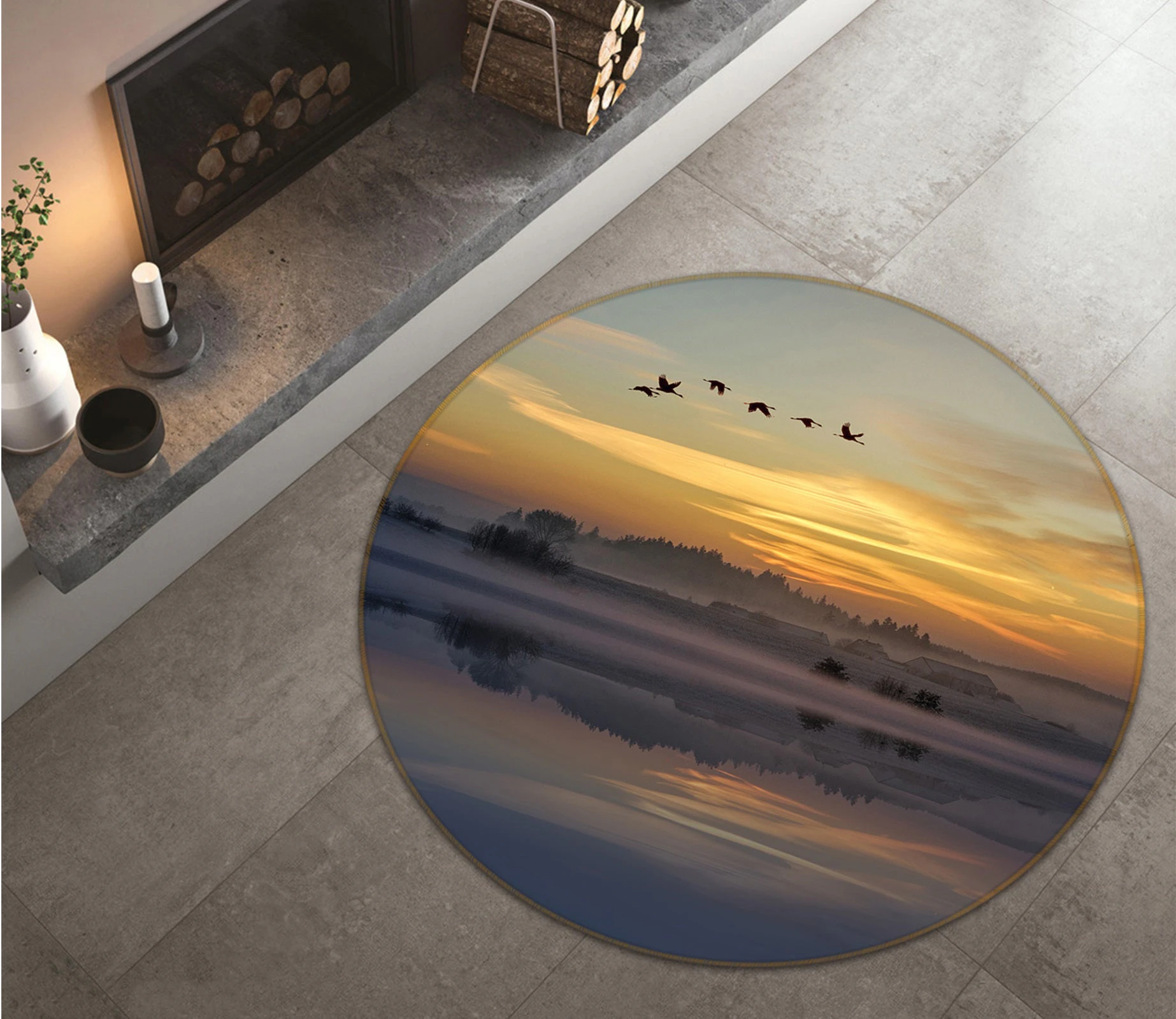 3D Sunset 82274 Animal Round Game Non Slip Rug Mat Photo Carpet