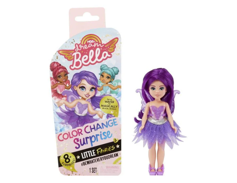 MGA's Dream Ella 578758EUC MGA's Dream Bella Colour Change Surprise Little Fairies-Aubrey-Small Fashion Doll with Wings, Accessories, & Purple Hair-5.5"/14