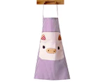 Lovely Pig Polyester Sleeveless Pockets Home Kitchen Cooking Anti-Splash Apron-Purple