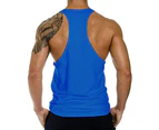 Bonivenshion Men's Skull Print Cotton Tank Top Sleeveless Fitness Vest Bodybuilding Vest Workout Tank Top-Blue