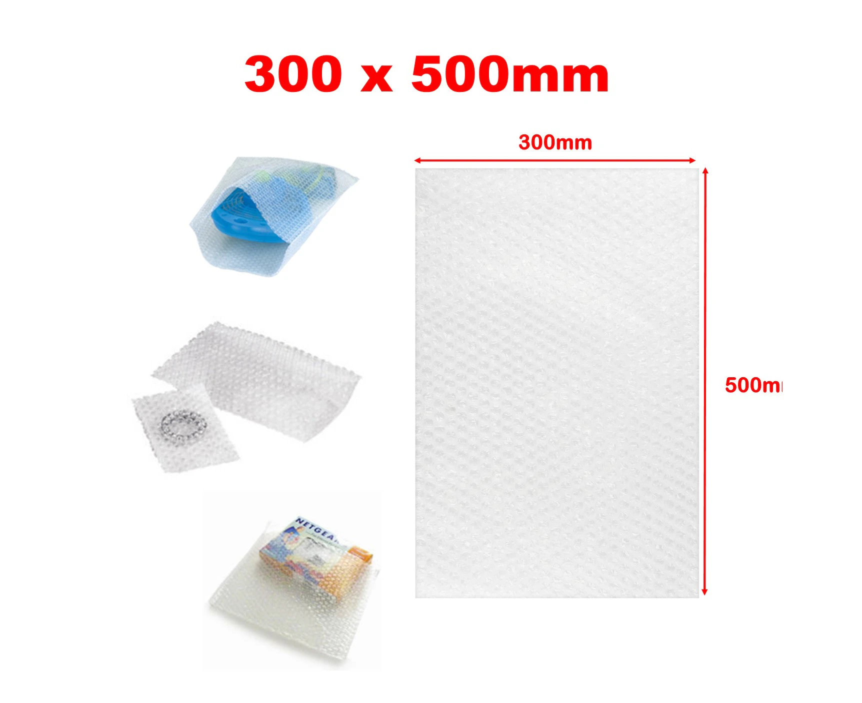 25x (300 x 500mm) 10mm Clear Bubble Bag