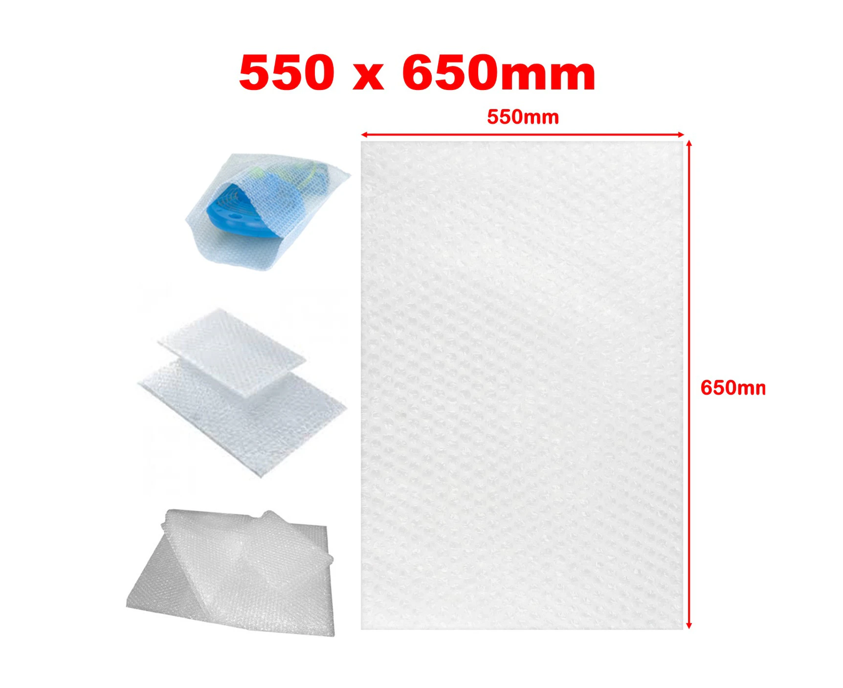 10x (550 x 650mm) 10mm Clear Bubble Bag