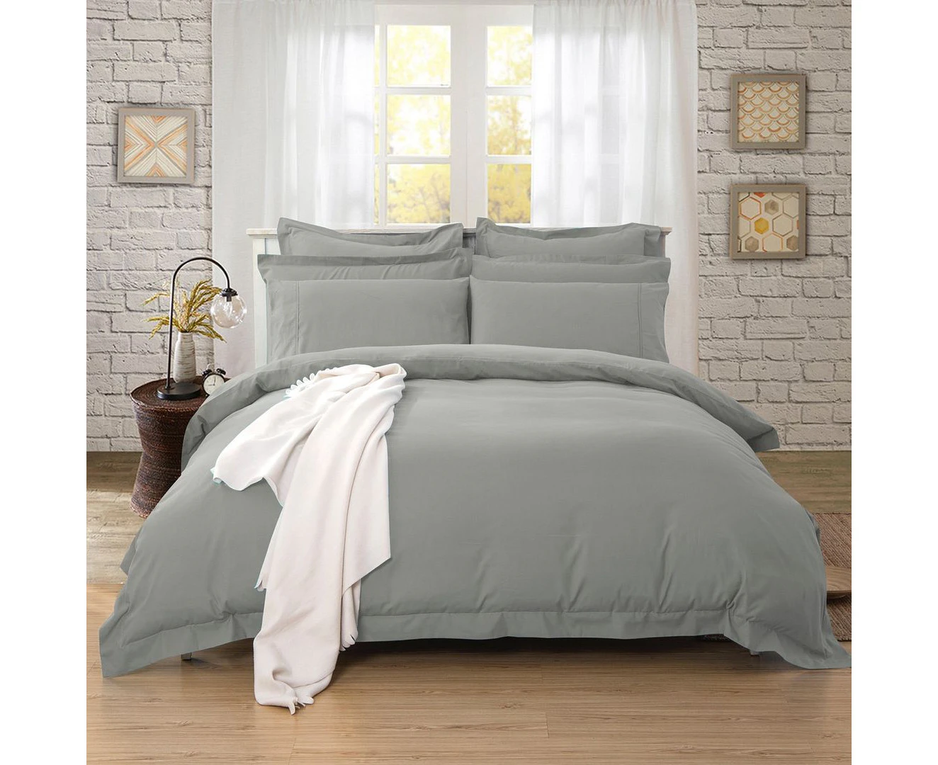 Tailored 1000TC Ultra Soft Quilt/Doona/Duvet Cover Set (Single/Double/Queen/King/Super King Size Bed) - Gray