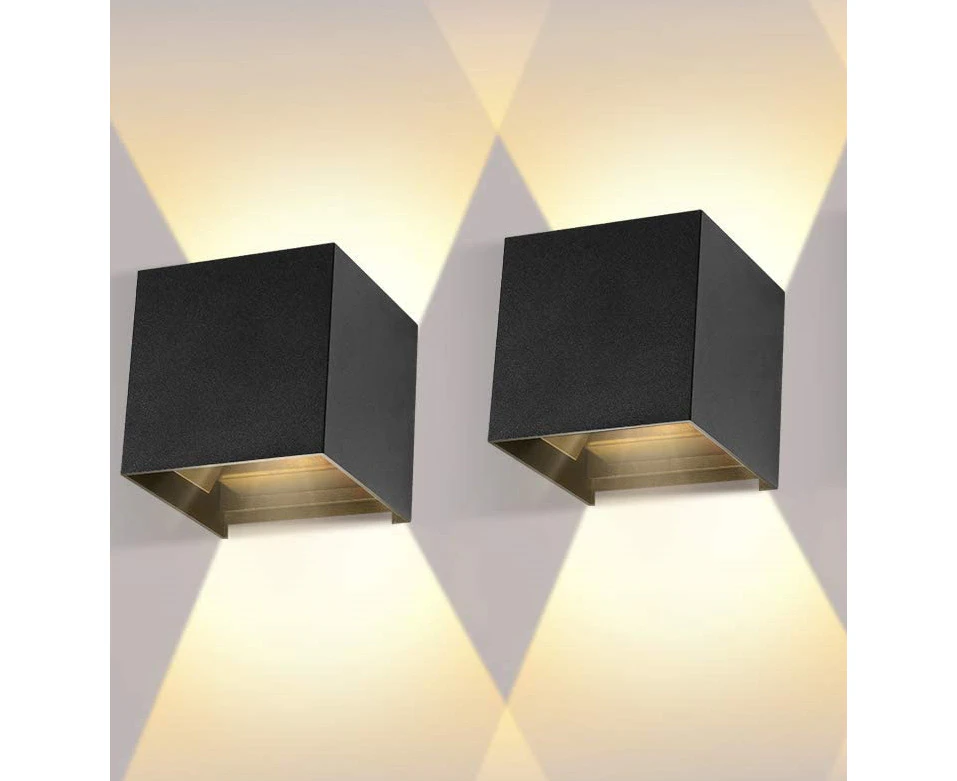 2Pack Indoor / Outdoor Wall Light with Adjustable Beam Angle Warm White LED Wall Lights Waterproof IP65 Wall Lamp Black