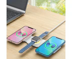 3 in 1 Foldable Magnetic Qi Wireless Charger with Night Light Fast Charging Dock Station for iPhone Apple Watch Airpods White