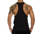 Bonivenshion Men's Cotton Tank Top Skull Print Sleeveless Fitness Vest Bodybuilding Workout Tank Top-Black