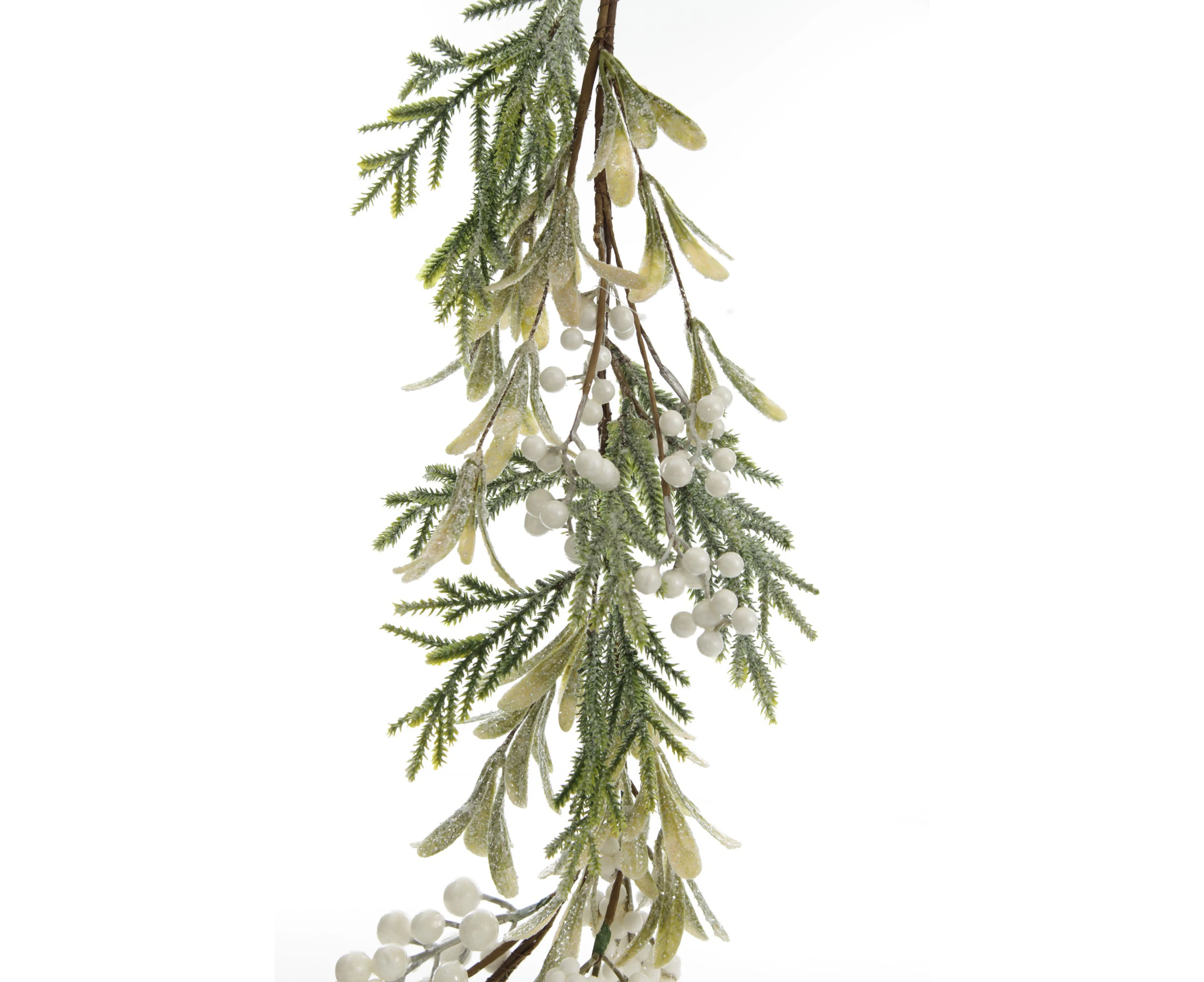 White Berry and Frosted Leaf Christmas Garland