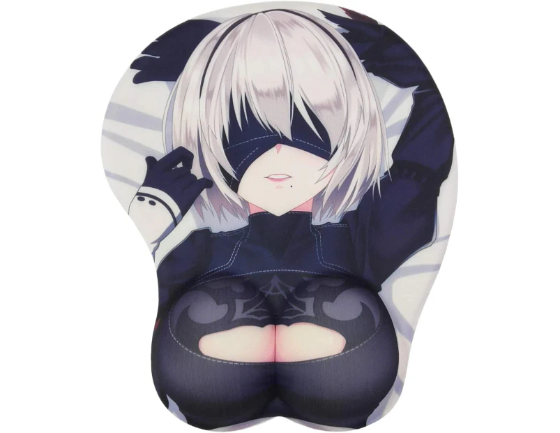 BETOMSPS Computer Mouse Mat Gaming Mouse Pad Anime Ergonomic Cute Mouse Pad with Gel Wrist Support, Non Slip Mouse Pad (Black)