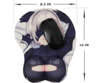 BETOMSPS Computer Mouse Mat Gaming Mouse Pad Anime Ergonomic Cute Mouse Pad with Gel Wrist Support, Non Slip Mouse Pad (Black)