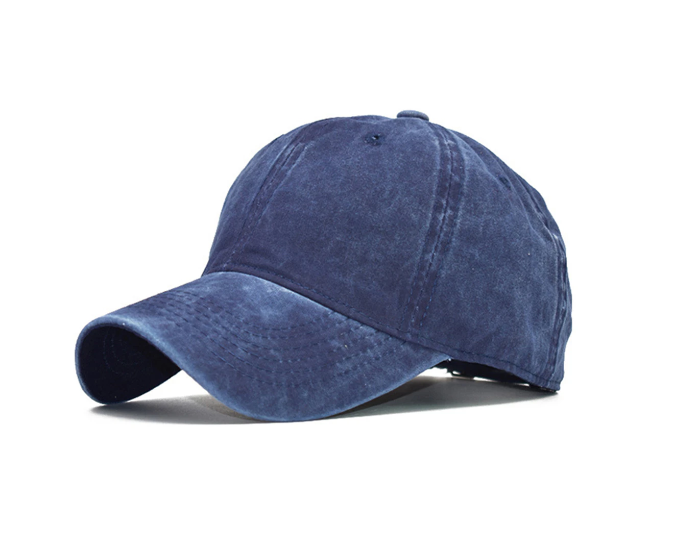 Men Plain Washed Cap Casual Cotton Adjustable Baseball Cap Hat Navy