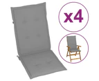 4pc Garden Chair Cushions Patio Seat Pad Long High Back 120x50cm Home Decor Grey