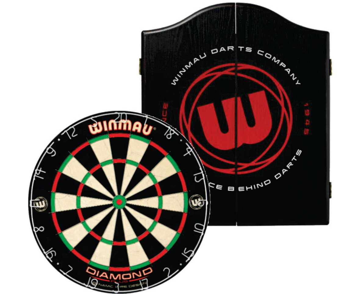 Winmau Diamond Plus Dartboard Set with Roundel Cabinet