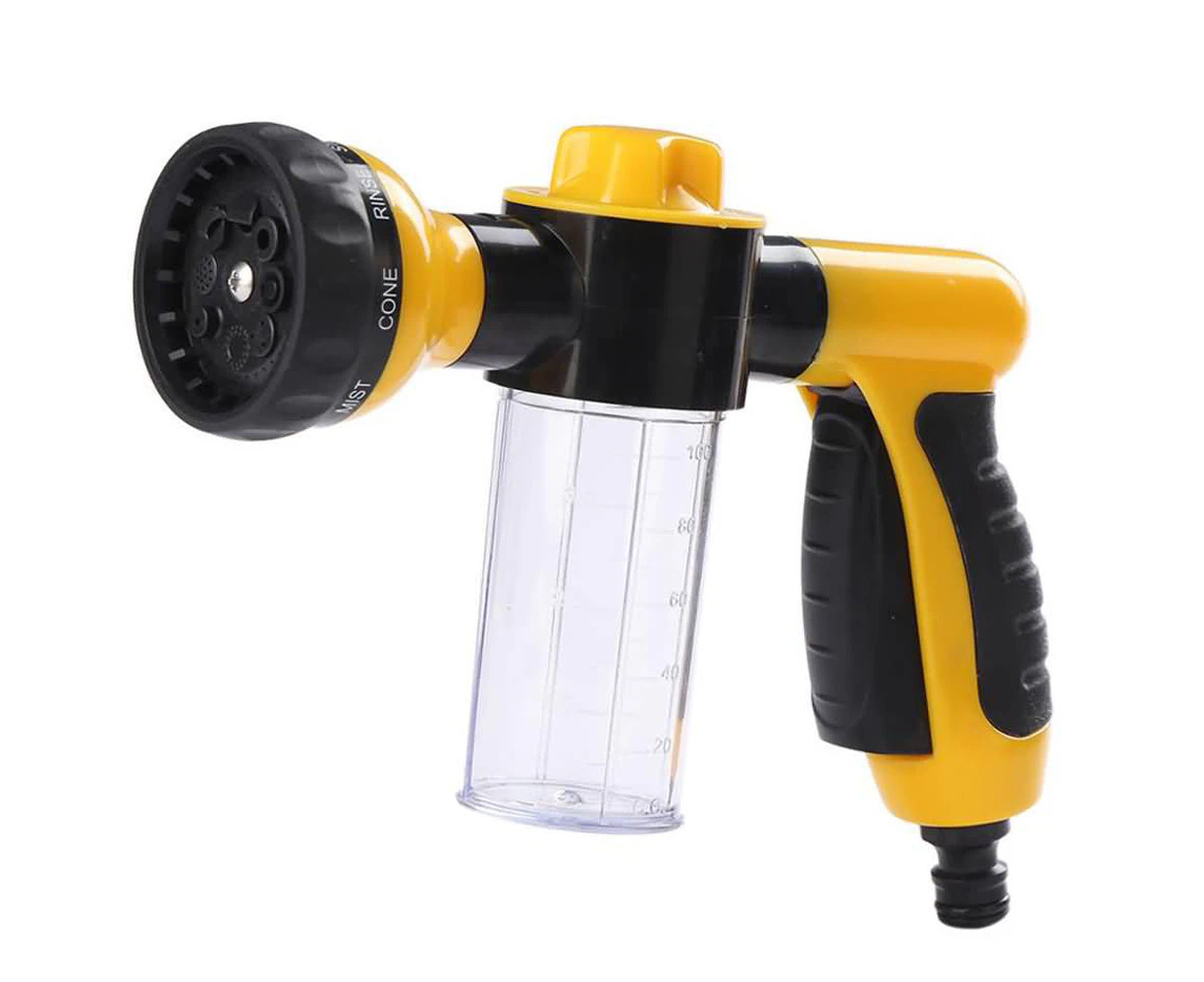 High Pressure Water Gun Sprayer Nozzle Hose Car Pet Wash Cleaning Foam Soap Yellow