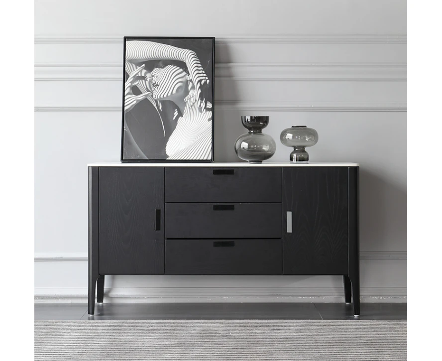 DERIAN Buffet Sideboard Cabinet with Marble top/Mordern/Minimalist/Pine Timber