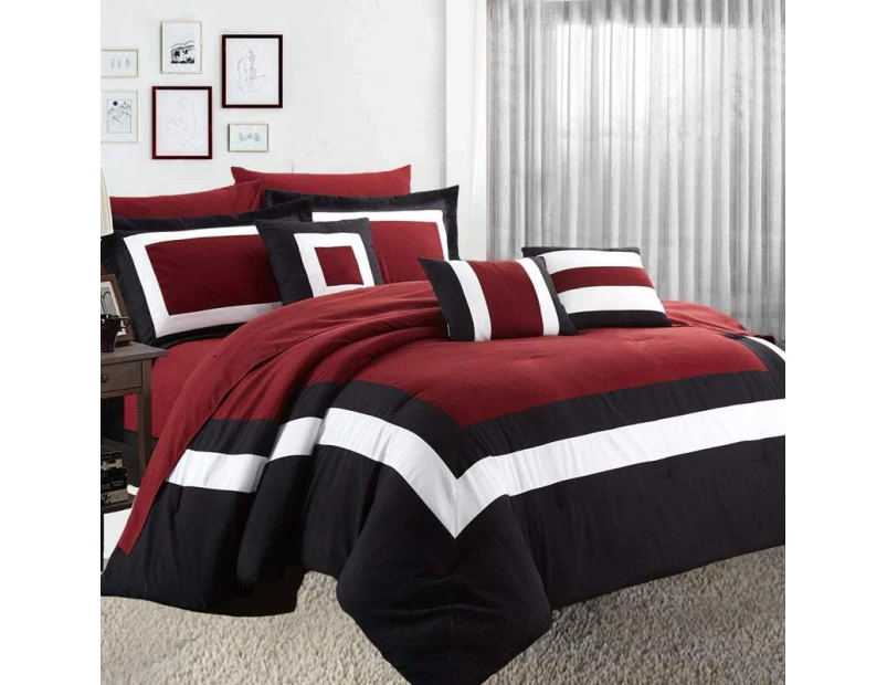 Premium 10pc Comforter Set | 10 Piece Comforter and Sheet Set | Coverlet Bedding Set | 2 Sizes - 4 Colours - Red