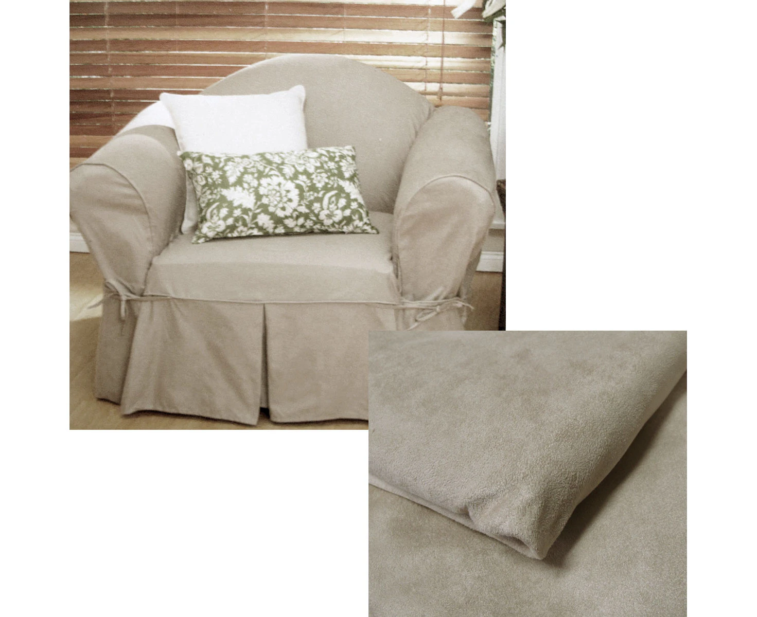 1 Seater Micro Suede Sofa Cover Taupe 81 x 109 cm