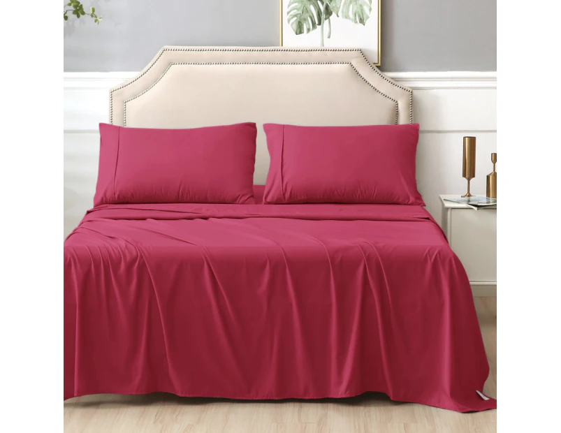 Kingdom 225TC Cotton Percale Cooling Sheet Set | 5 Sizes - 10 Colours - Fuchsia