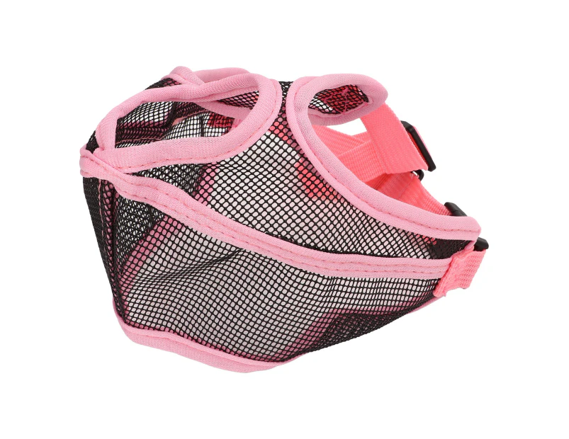 Short Snout Dog Muzzle Adjustable Breathable Prevent Biting Chewing Dog Mesh Muzzle For Bulldog Shar Pei Chihuahua pink M
