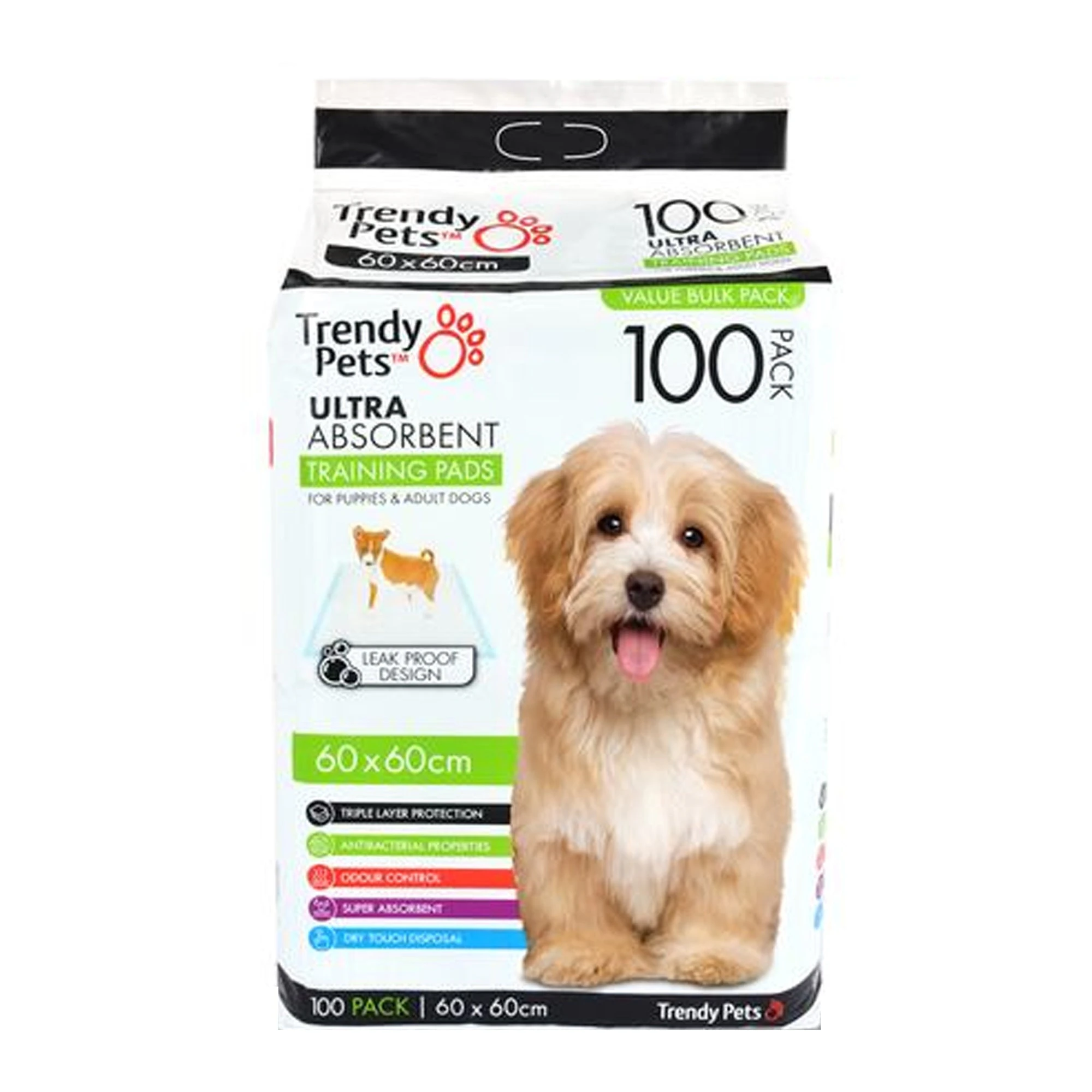 Puppy Training Pads Adult Dog Cat Bulk Large 60x60cm Absorbent White Leak Proof - 100 Pack