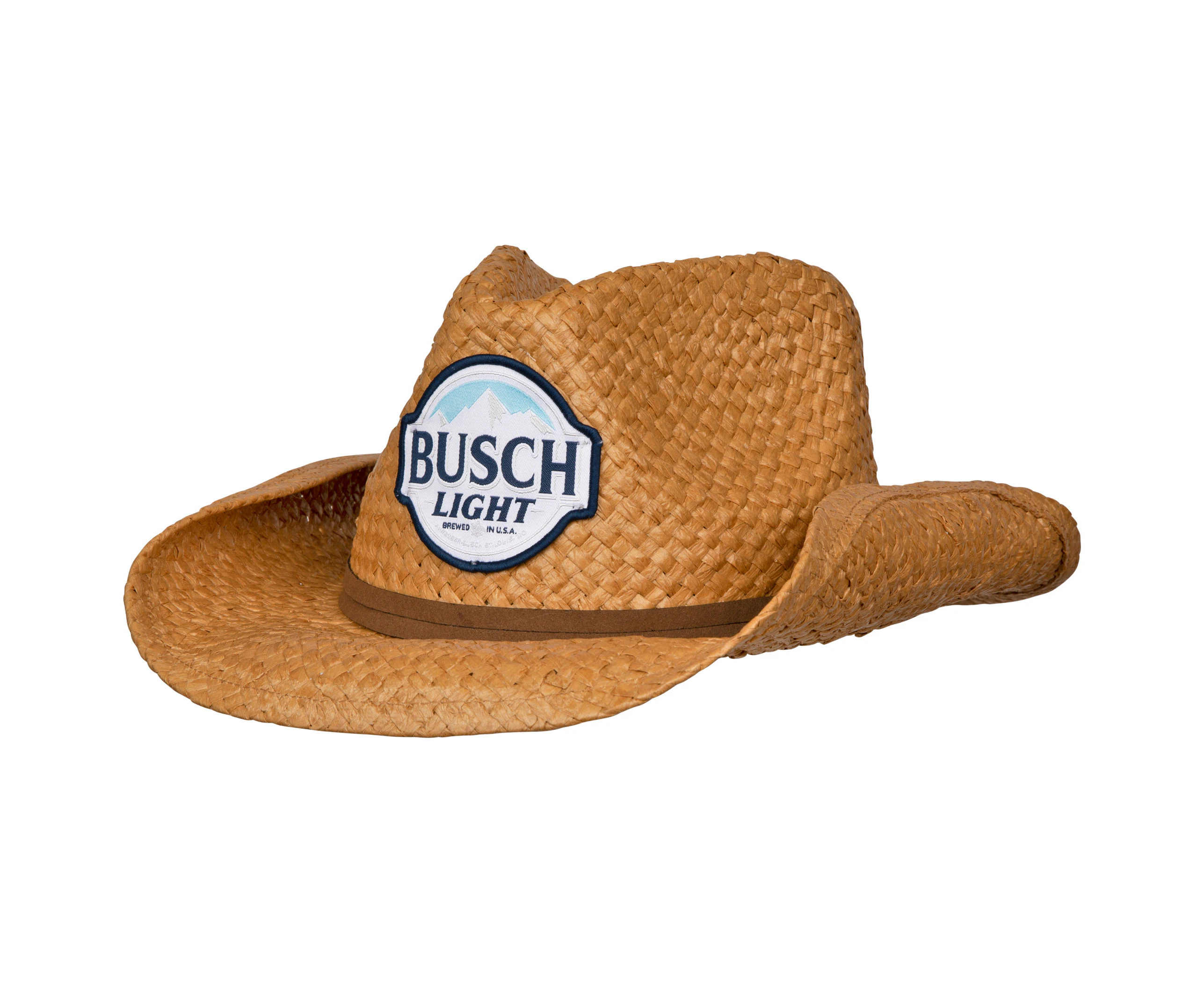 Busch Light Straw Cowboy Hat With Brown Band