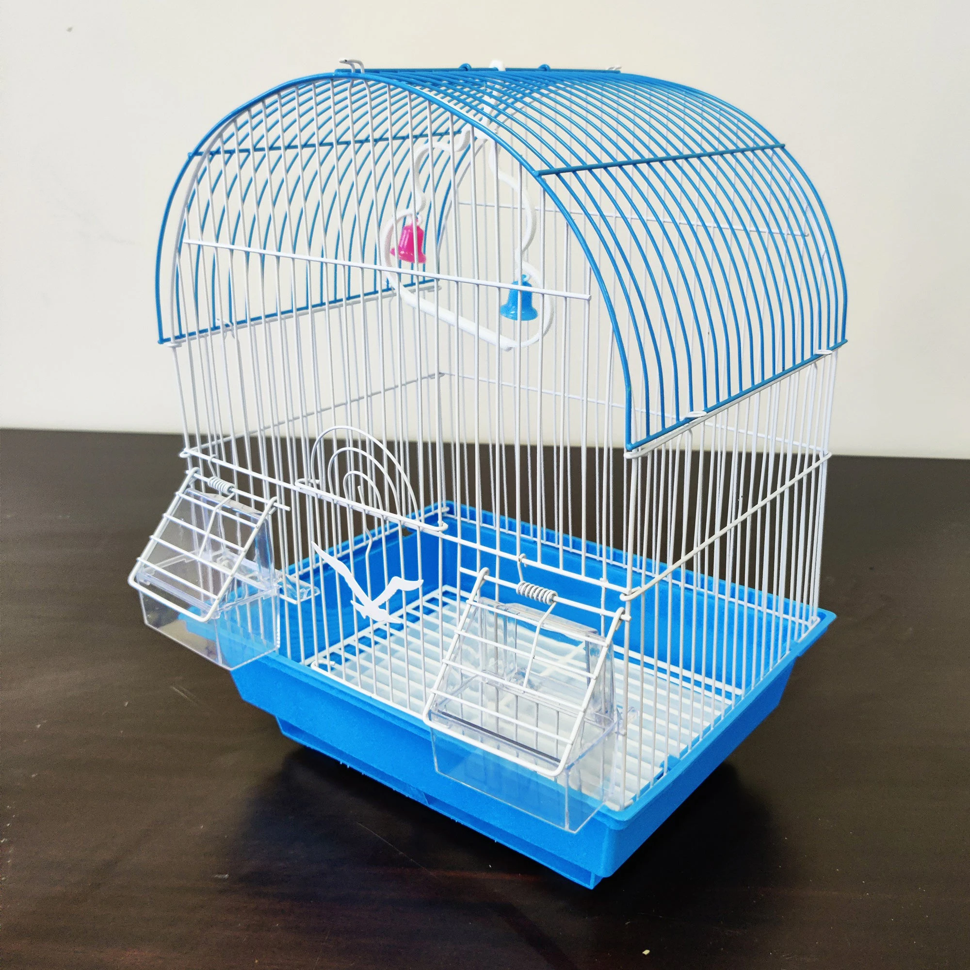 Bird Cage Small Medium Metal Frame Domed Roof White 29.5cm x 22.3cm x 38.5cm - Blue