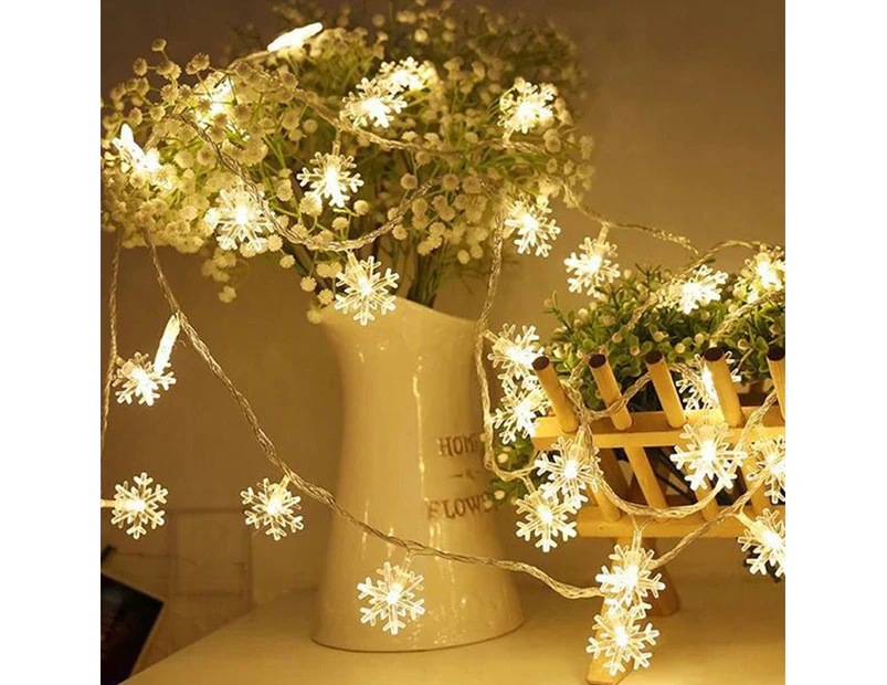 USB 20LED Snowflake Shape Fairy String Light Christmas Holiday Party Tree Decor