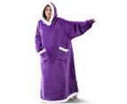 Winter Oversized Wearable Blanket Fleece Hoodies - Purple