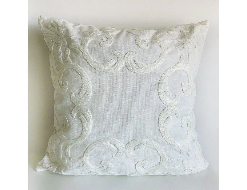 45 x 45cm Home Pillow Case White Geometric Floral Embroidered Cushion Cover