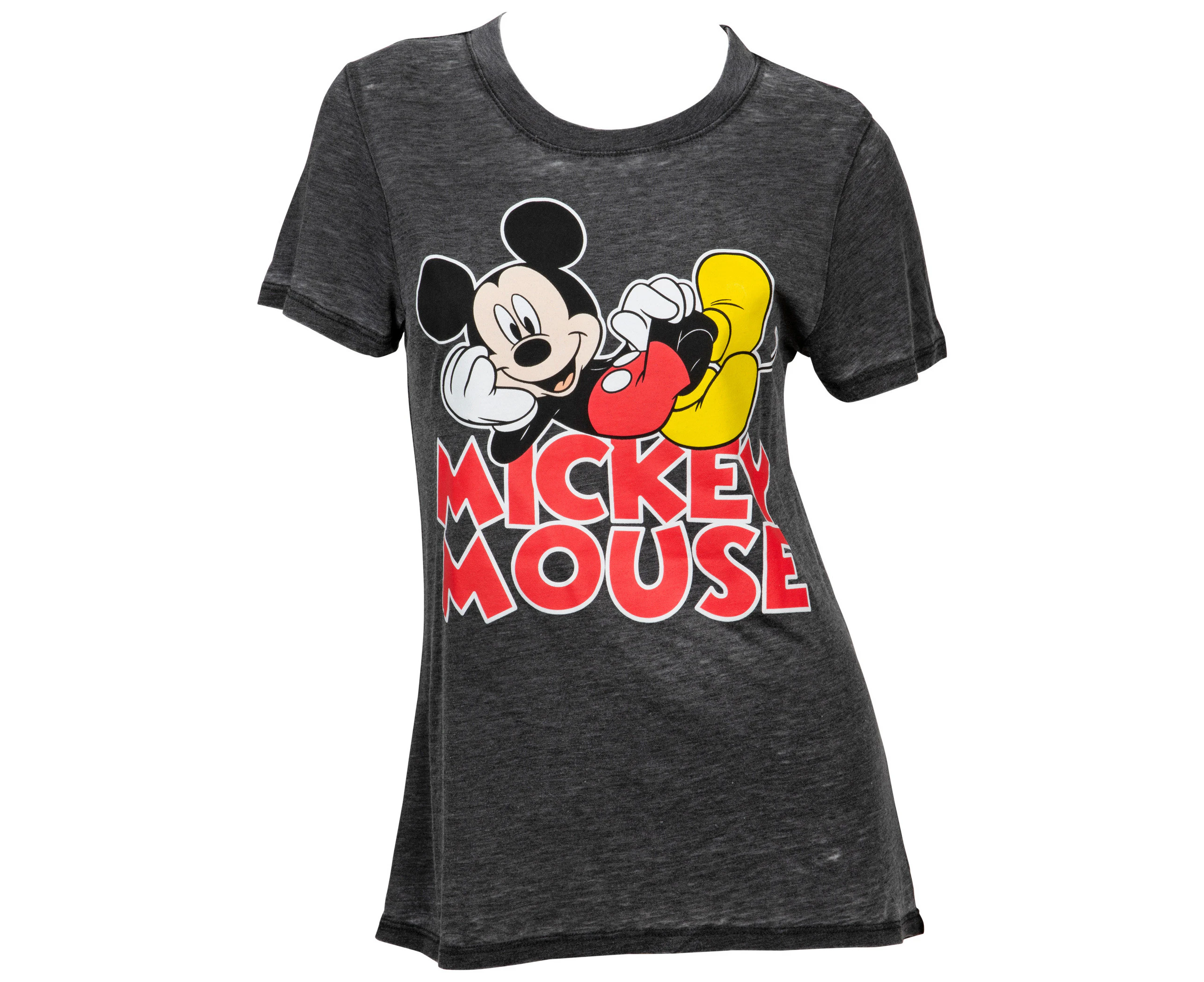 Disney Mickey Mouse Laying On Text Women's Burnout T-Shirt