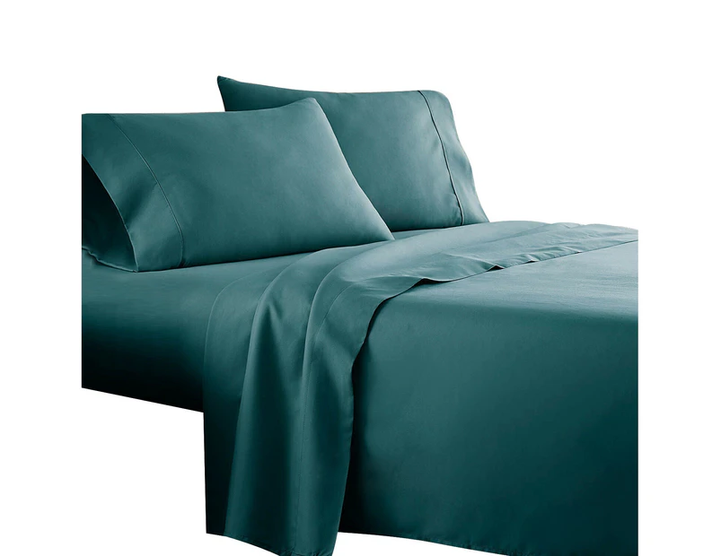 Biscay Blue 1000TC 4PCS Single/KS/Double/Queen/King Bed Flat Fitted Sheet Set Pillowcase