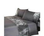 Silver Grey Stone Crushed Velvet Quilt/Doona/Duvet Cover Pillowcase Set