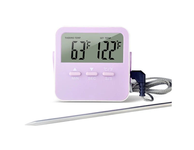 High & Low Temperature Alarms Thermometer with Timer Indoor Thermometer with High and Low Alarm Digital Fridge Thermometer with Large LCD Display Purple