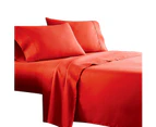 Red 1000TC 4PCS Single/KS/Double/Queen/King Bed Flat Fitted Sheet Set Pillowcase