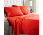 Red 1000TC 4PCS Single/KS/Double/Queen/King Bed Flat Fitted Sheet Set Pillowcase